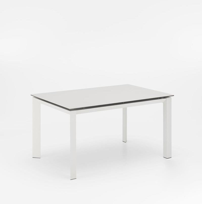 Account - Tavolo moderno allungabile in metallo e piano in ceramica bianco cm 90x140/220x75h