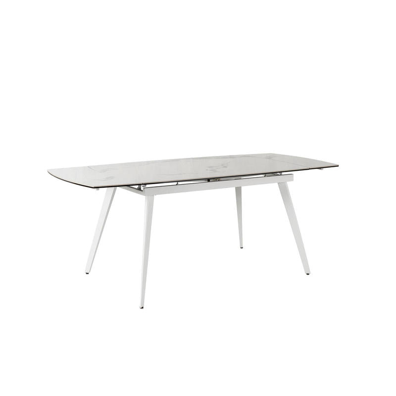 Tavolo allungabile piano in ceramica effetto marmo colore bianco cm 140/200x90x76h - immagine 2