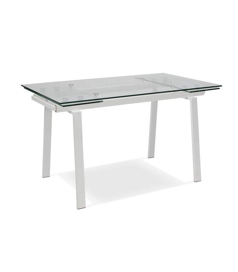 Tavolo moderno allungabile piano in vetro gambe in metallo cm 140/200x80x76h - vari colori