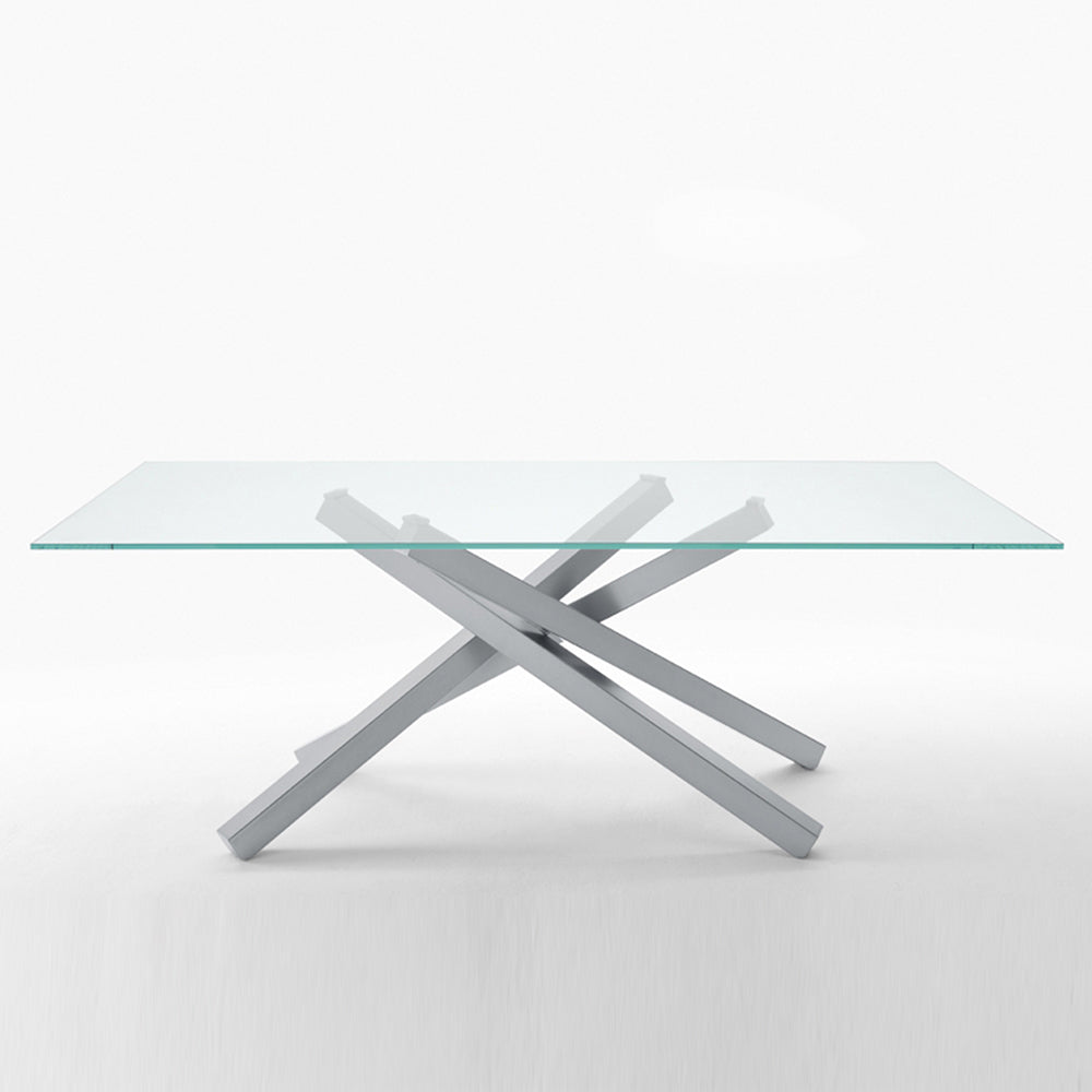 Siry - Tavolo da salotto fisso gambe in metallo piano in vetro cm 200x106x76h - vari colori