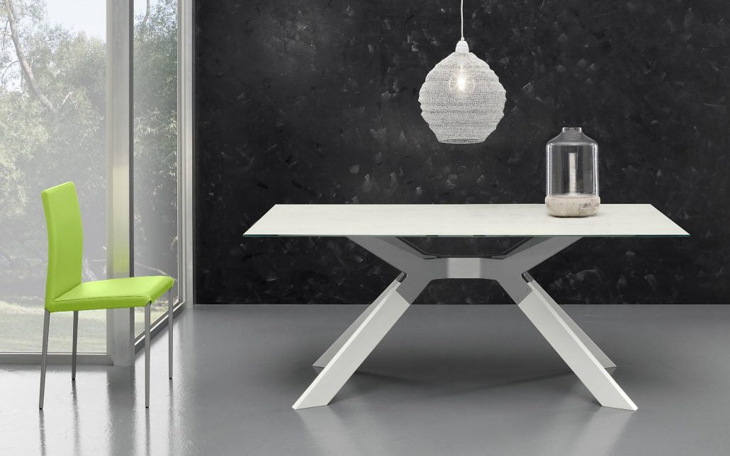 Steel fisso - Tavolo contemporaneo design Eurosedia struttura ad X cm 180x100x76h - vari colori