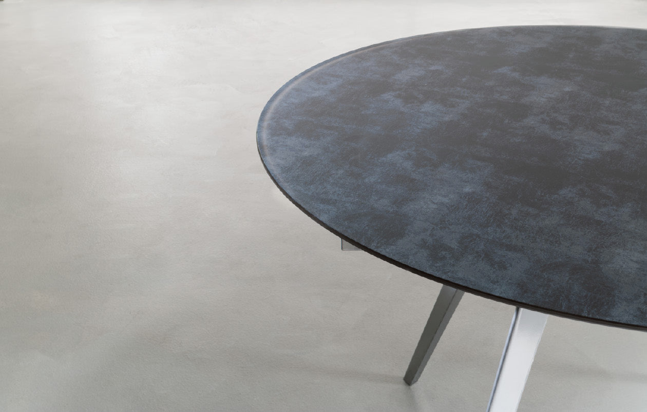 Argo - Tavolo allungabile tondo Eurosedia gambe in metallo piano in vetro cm 120/190x120x76h - vari colori - immagine 2