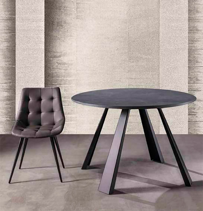 Ismene - Tavolo tondo allungabile gambe in metallo piano in legno cm 120/220x76h - vari colori - immagine 2