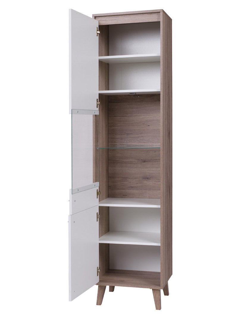 Rosilena - Vetrina a colonna in legno 2 ante con ripiani e mensola in vetro cm 50x40x205h - vari colori - immagine 2