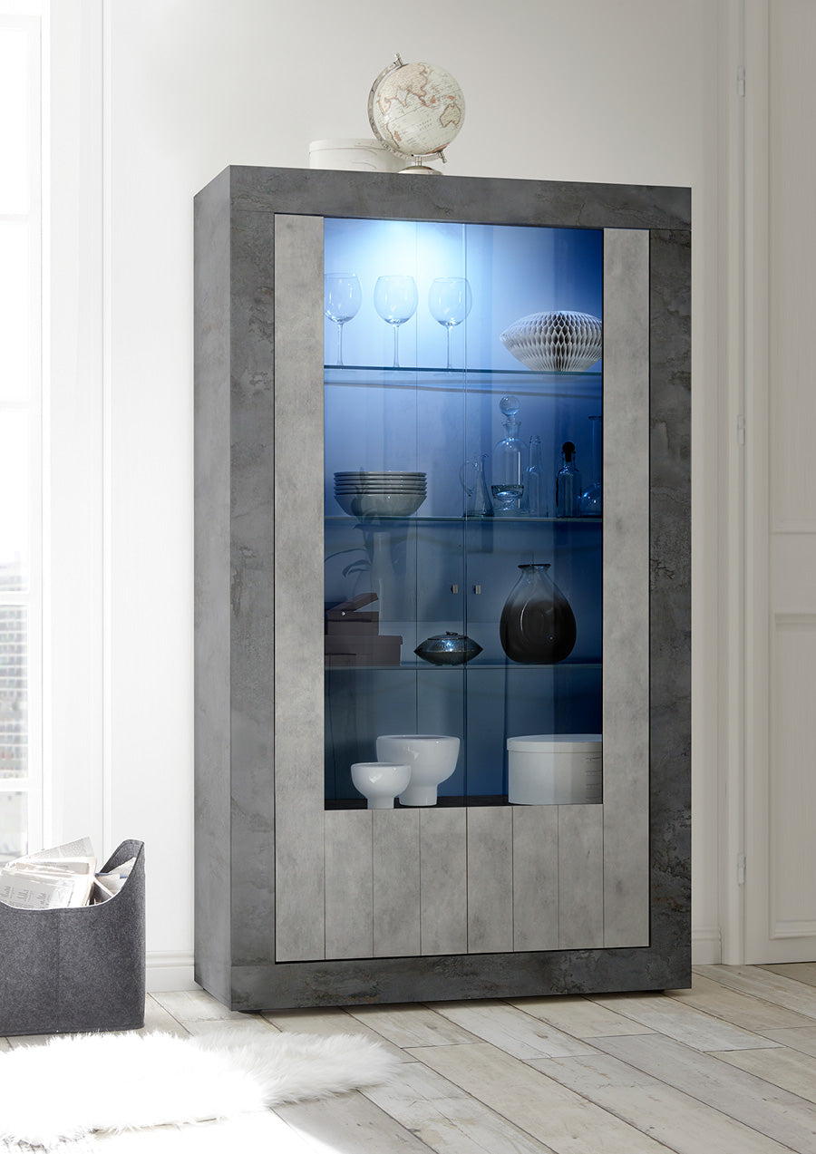 Irlanda - Vetrina design moderno 2 ante ossido e cemento cm 110x42x190h - immagine 2