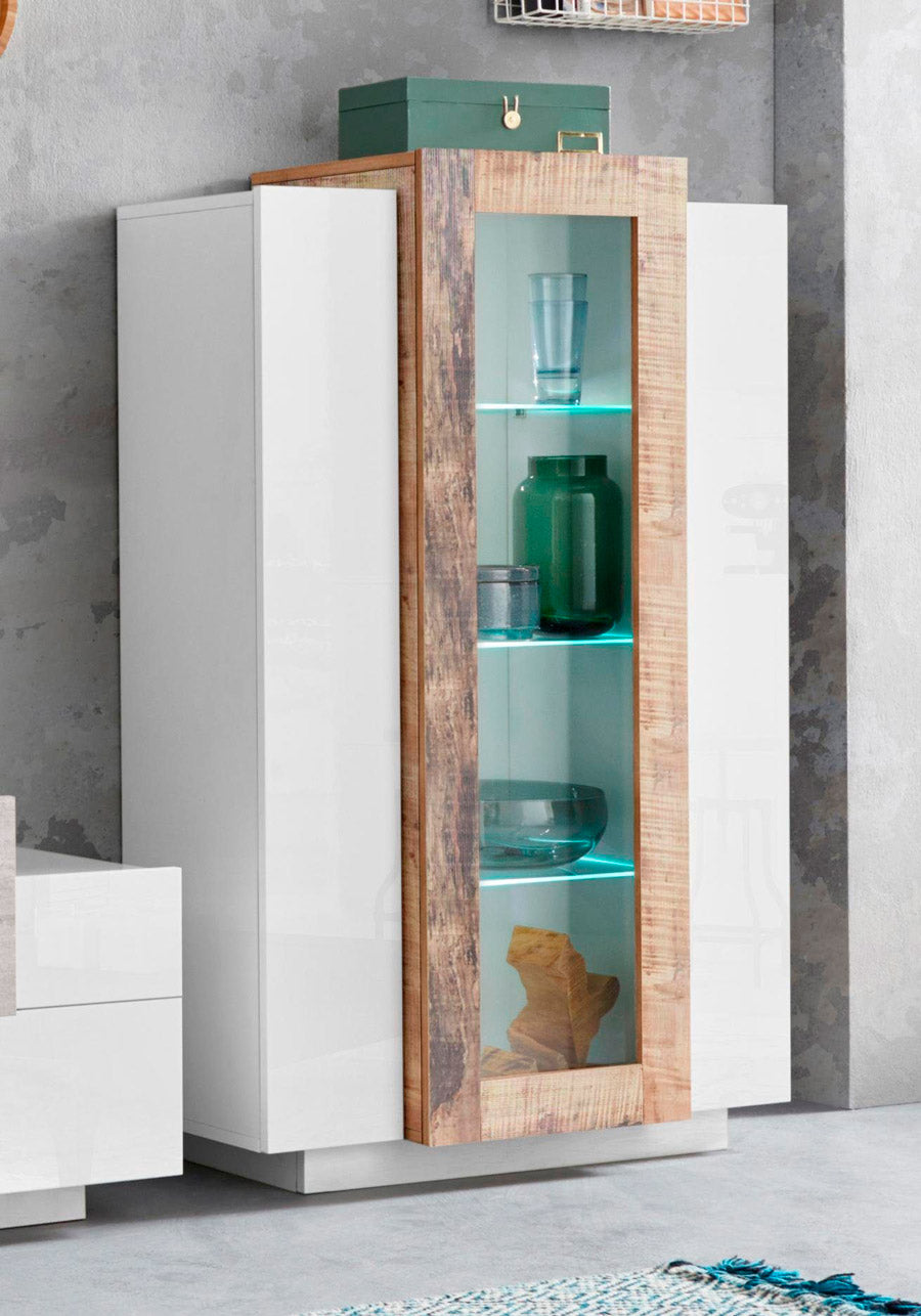 Zeline - Vetrina moderna per soggiorno con 3 ante in legno cm 80x38x120h - vari colori