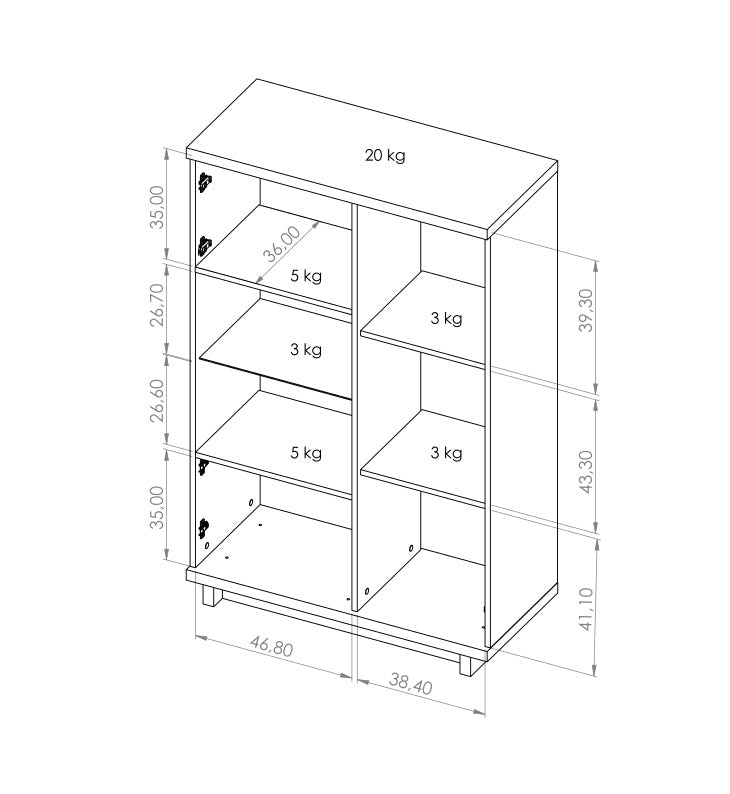 Galiska - Mobile living con vetrinetta in legno finitura naturale e nero cm 90x40x140h - immagine 2