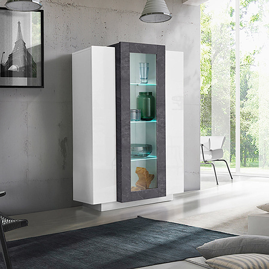 Zeline - Vetrina moderna per soggiorno con 3 ante in legno cm 80x38x120h - vari colori - immagine 2