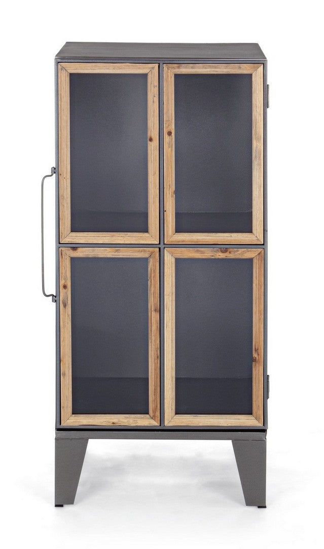 Vetrinetta industrial in metallo con applicazioni in legno cm 41x33x88h - immagine 2