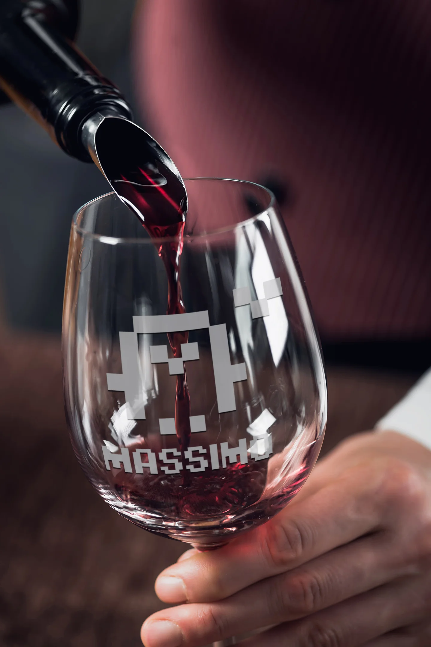 Coppia Calici Vino Personalizzabili con nome SanValentino Pinguini Vintage Arcade Game Innamorati Love 50cl - immagine 2