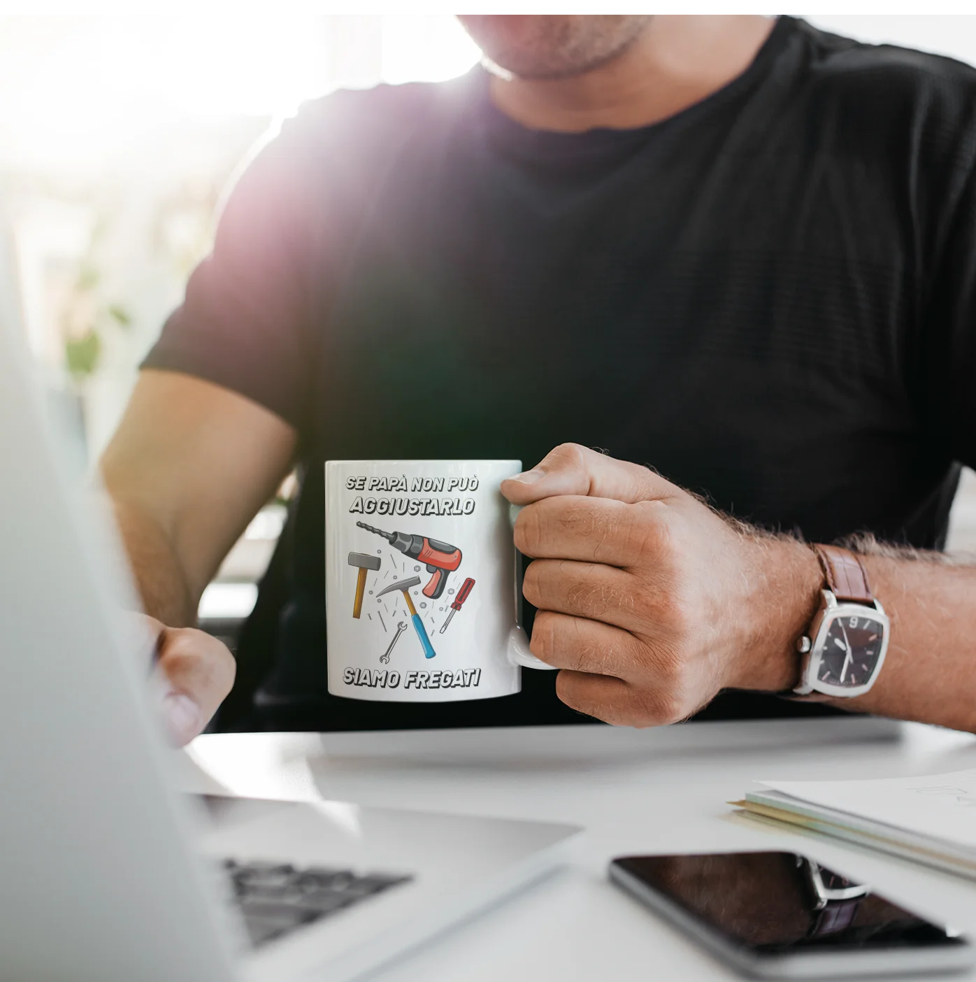 Tazza Papà Se papà non può aggiustarlo siamo fregati divertente regalo Festa del Papà Mug 11Oz - immagine 3