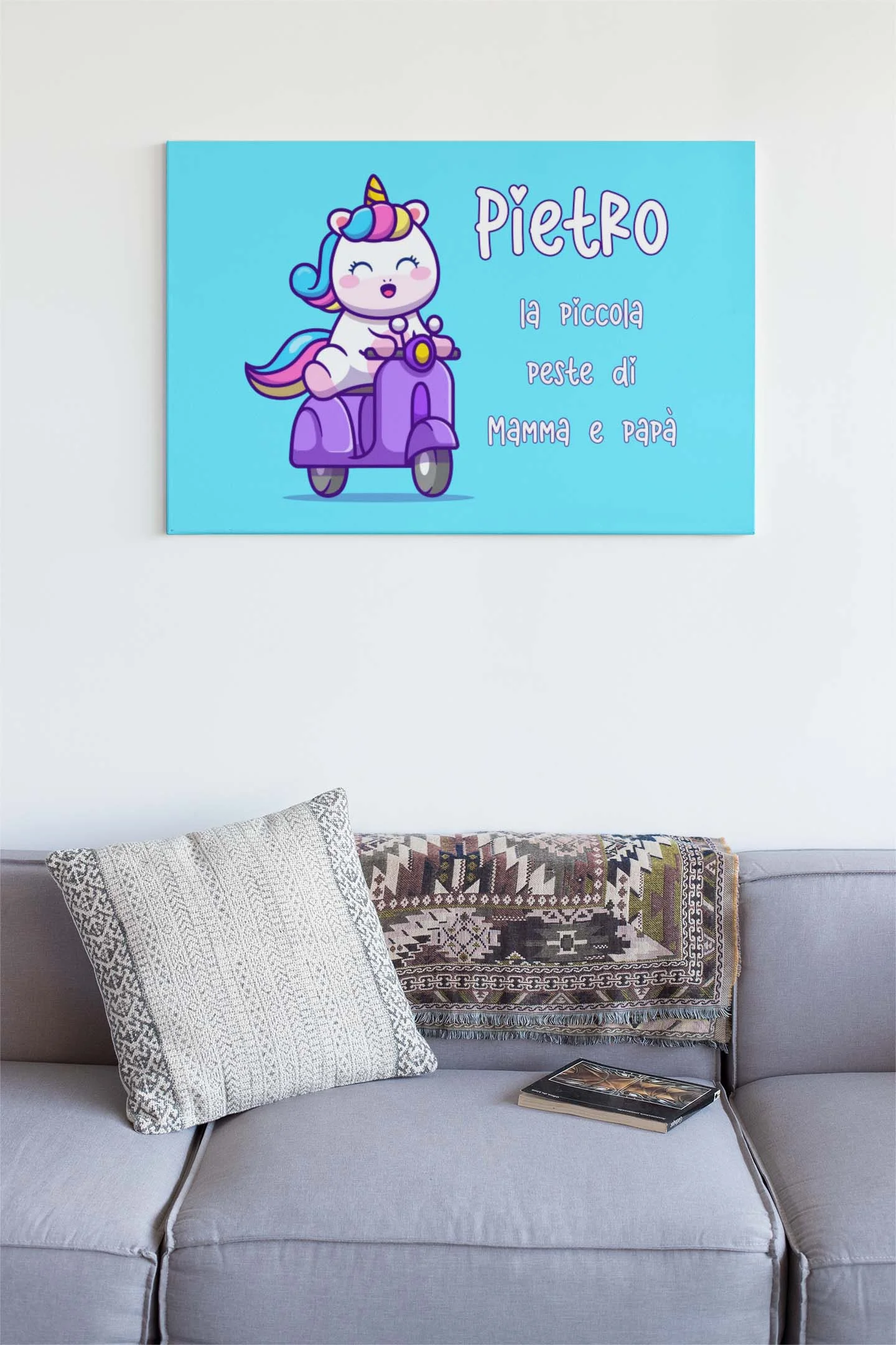 Quadro Tela Pittorica Canvas PERSONALIZZABILE col nome del tuo bimbo o della tua bimba – la piccola peste di mamma e papà – Disponibile nei formati 50×70 cm e 35×50 cm - immagine 3