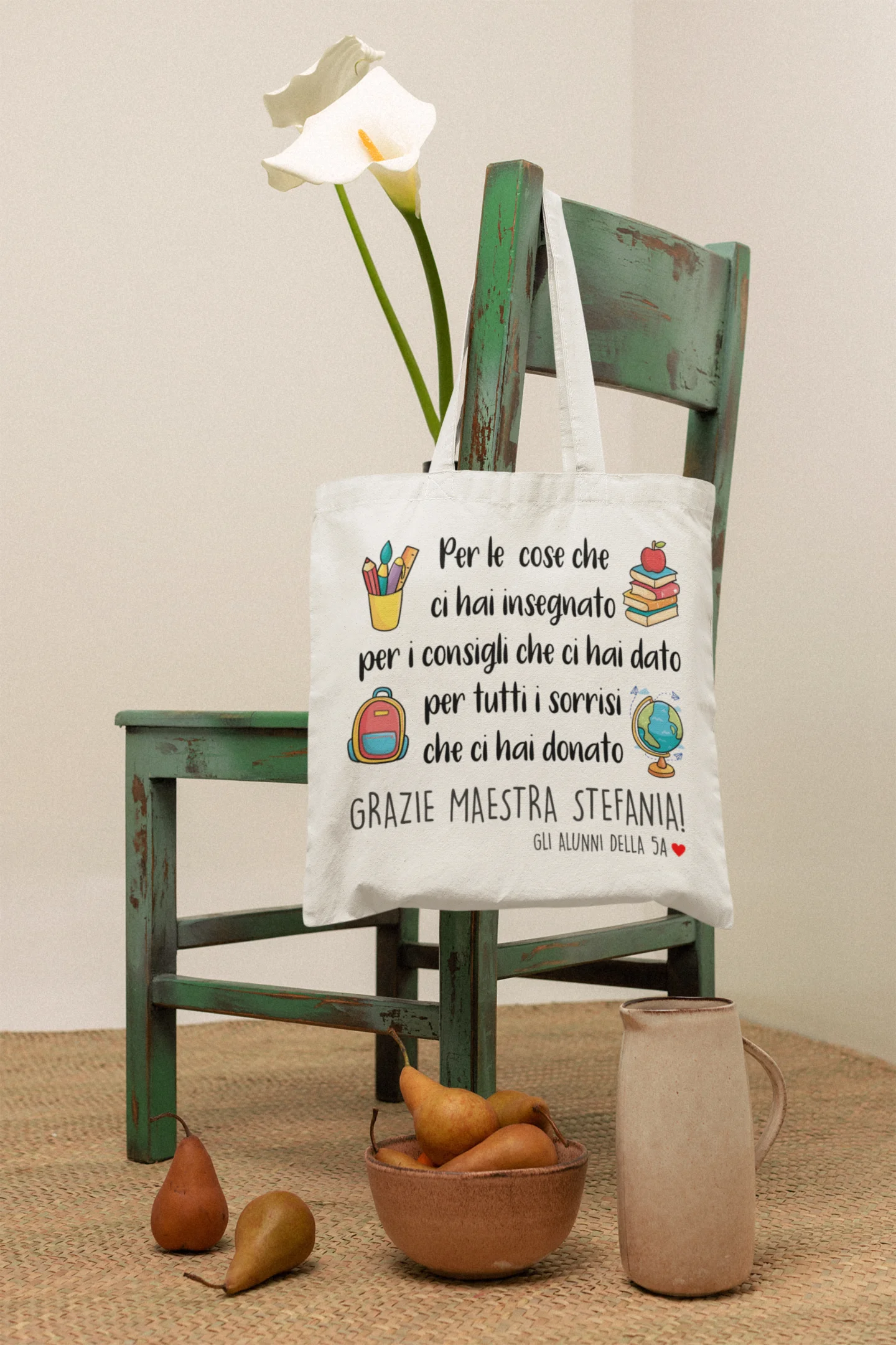 Shopping Bag Maestra Personalizzabile Grazie Maestra Per le cose che ci hai insegnato Regalo Maestra fine anno - immagine 2