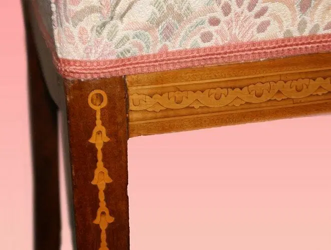 Gruppo di 4 sedie e 2 capotavola stile Regency Nord Europa del 1800 - immagine 7