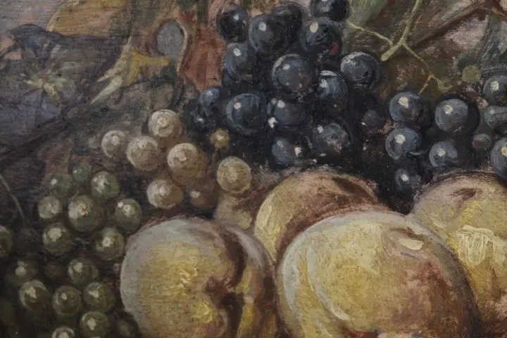 Dipinto olio su tavola raffigurante “Natura morta con frutta” – primi ‘900 – restaurato - immagine 4