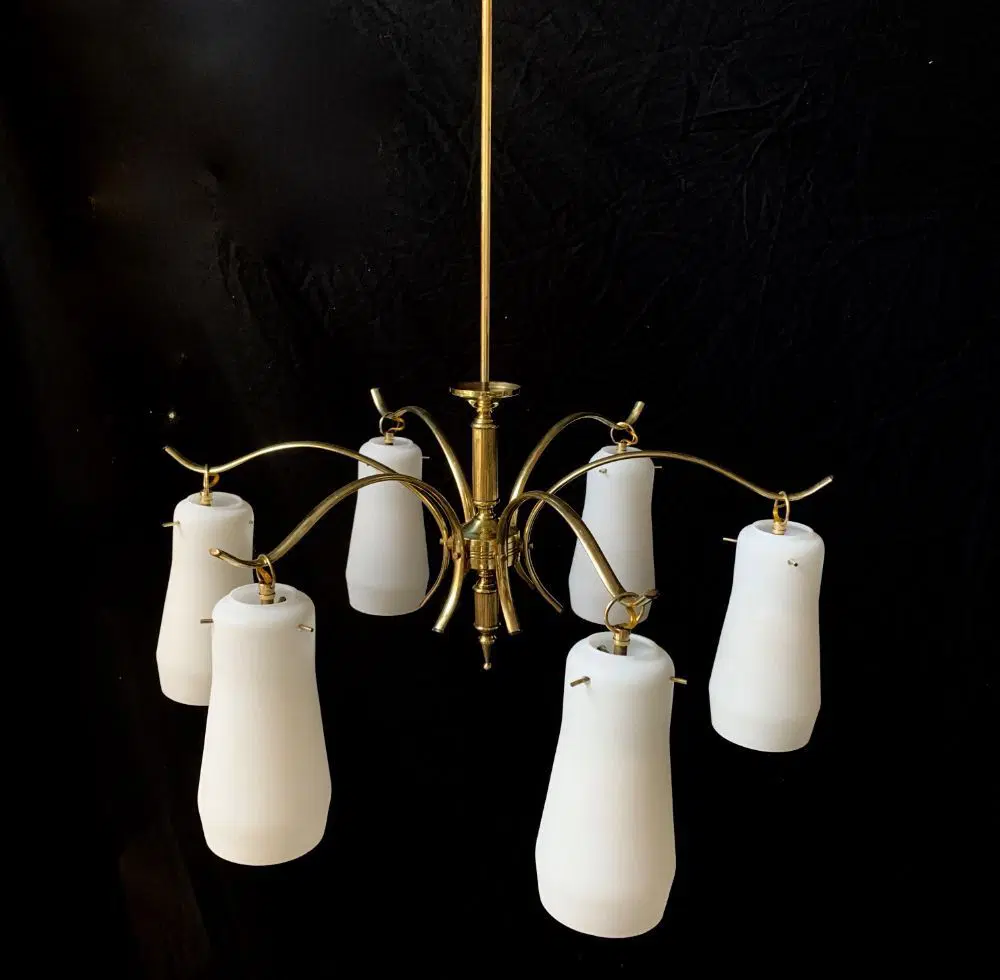 lampadario attribuito a stilnovo restaurato funzionante vintage - immagine 4