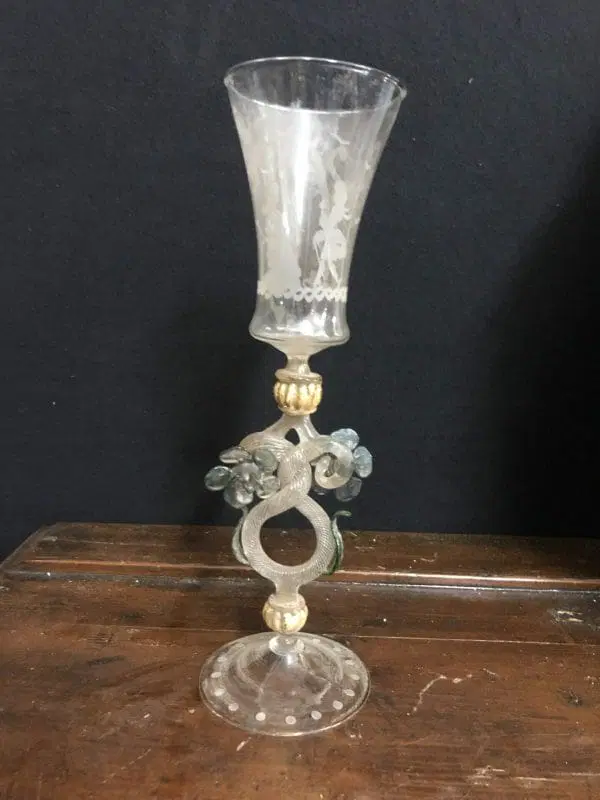 Bicchiere Tipetto con incisione personaggi veneziani - immagine 7