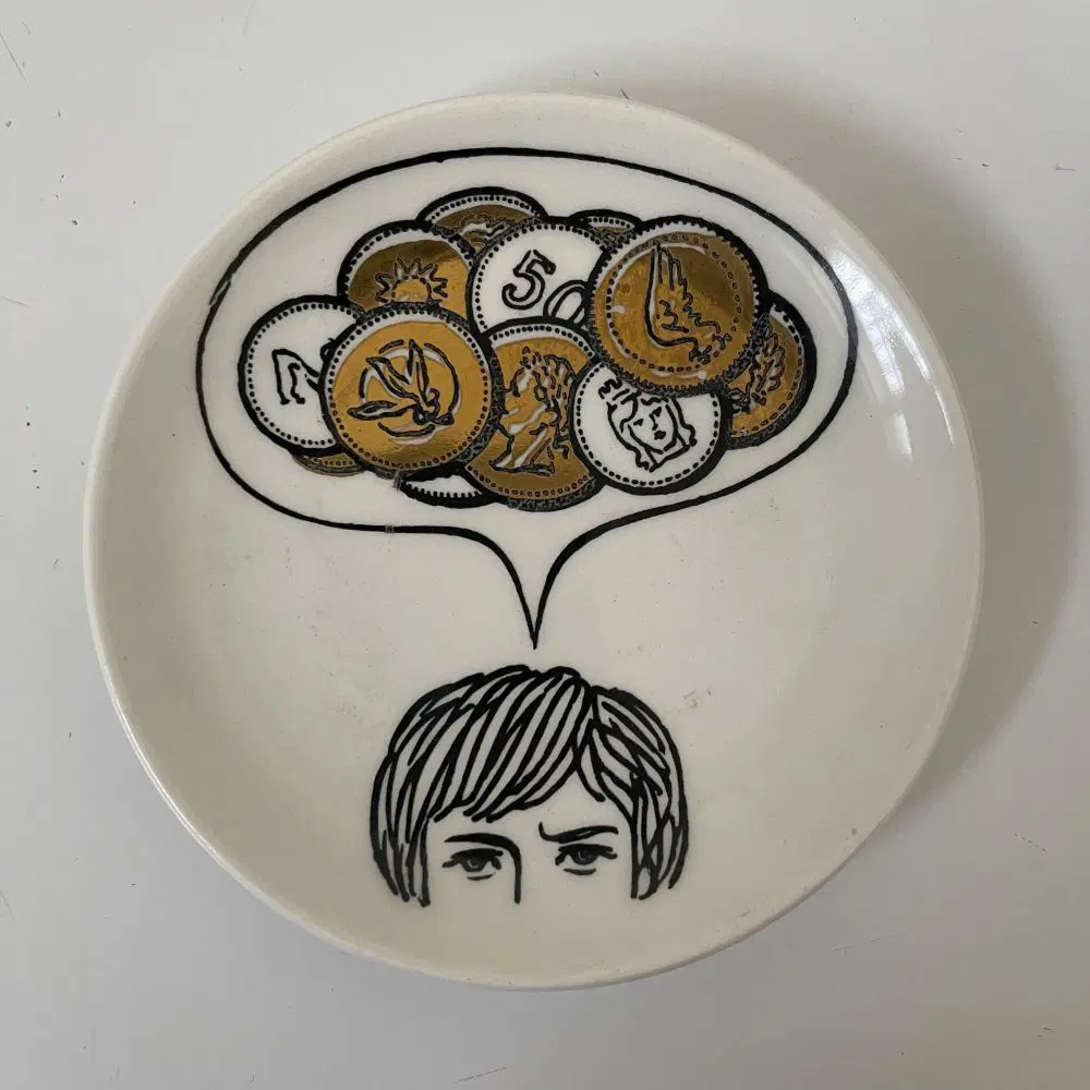 FORNASETTI PIERO, Otto sottobicchieri decoro “Monete” per Banca Unione Milano - immagine 5