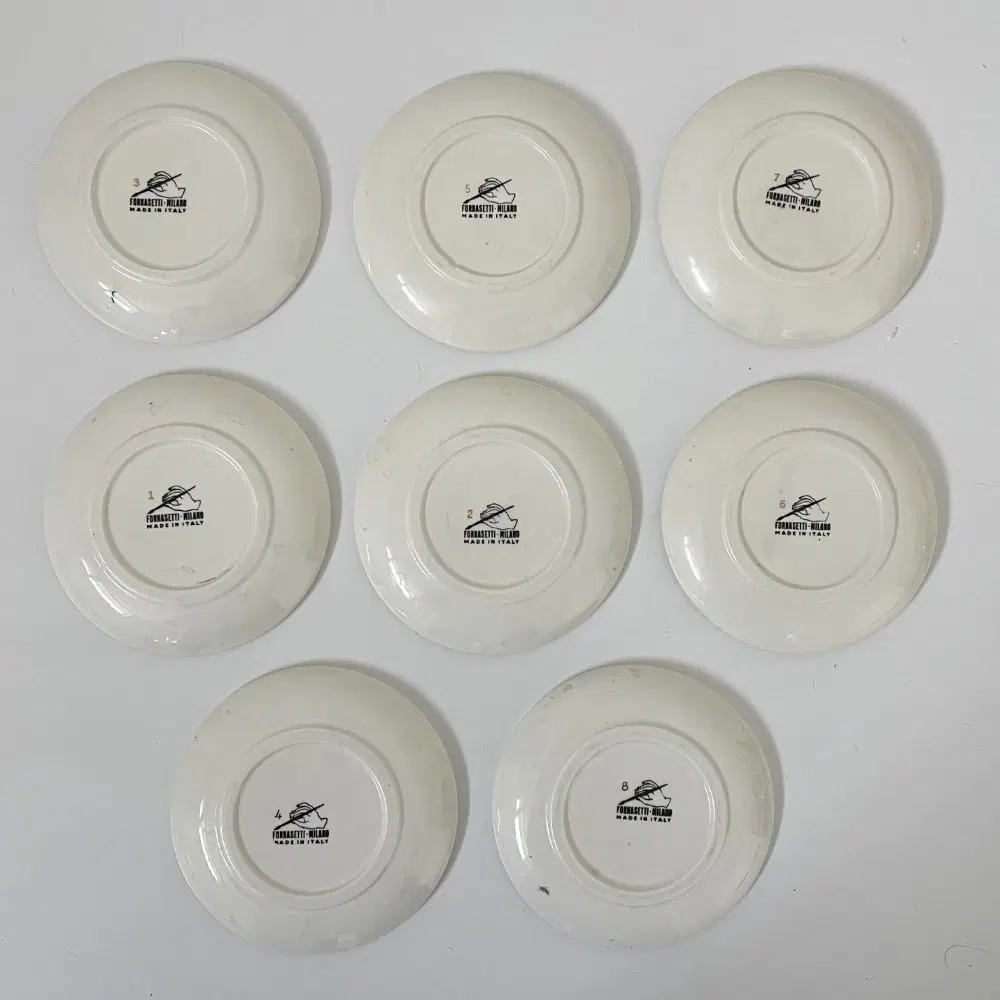 FORNASETTI PIERO, Otto sottobicchieri decoro “Monete” per Banca Unione Milano - immagine 3