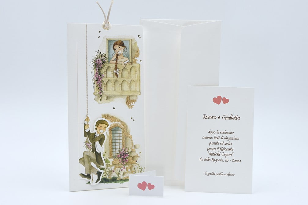 Partecipazione nozze classica Romeo e Giulietta - immagine 3