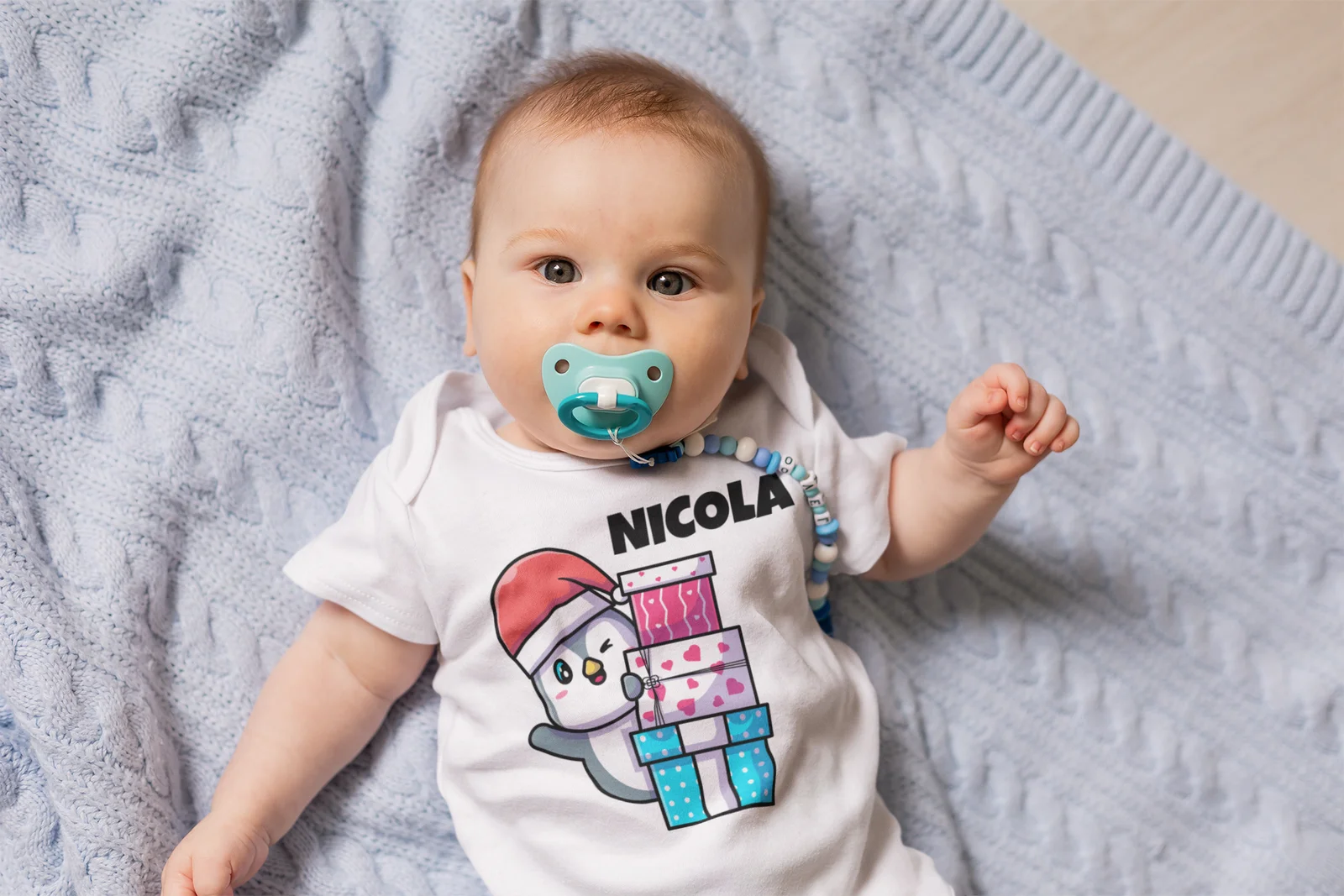 Body Neonato Natale PERSONALIZZABILE con nome Pinguino regali divertente - immagine 5