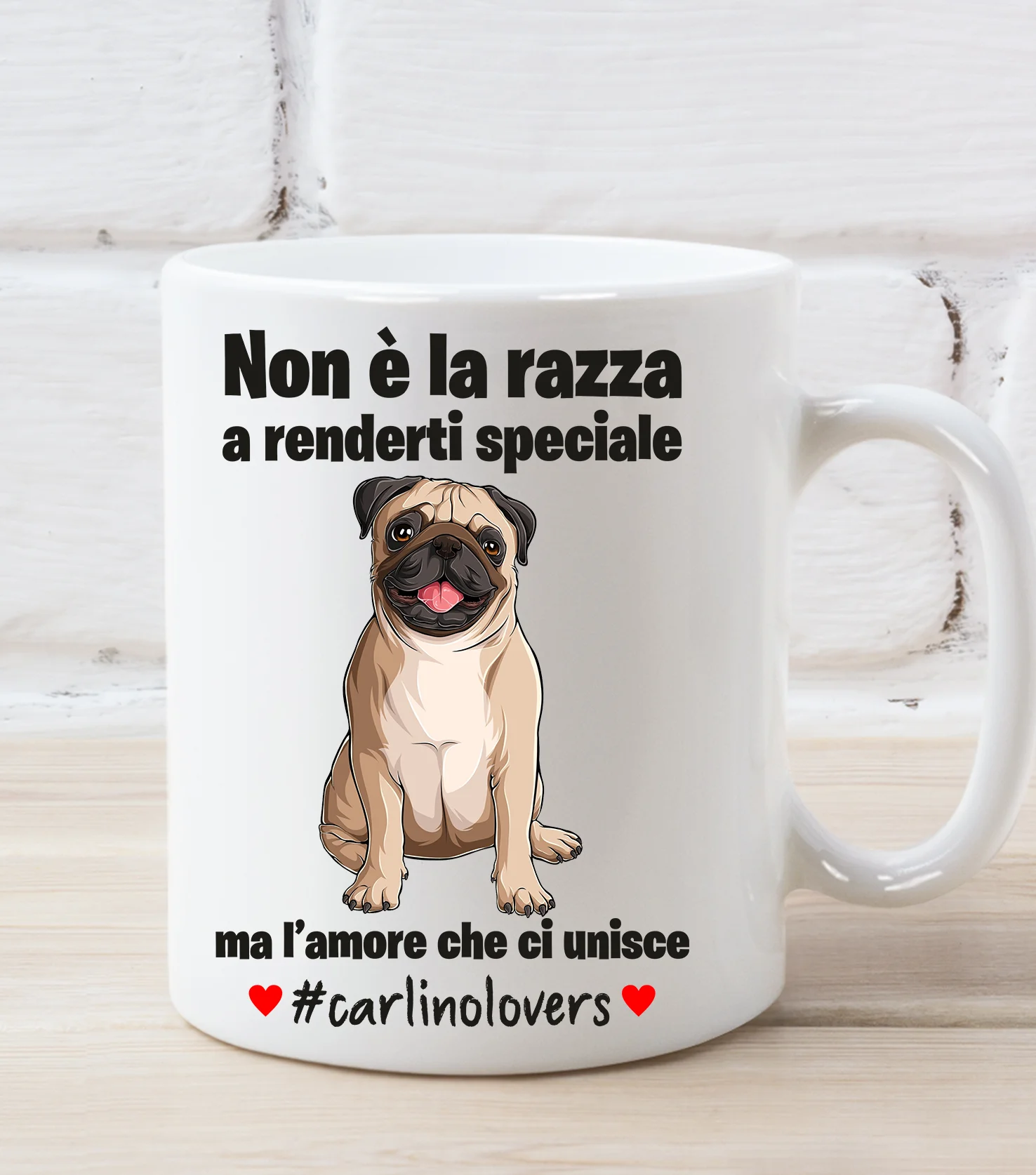 Tazza Carlino Non è la razza che conta ma l’amore che ci unisce tazza mug divertenti - immagine 4