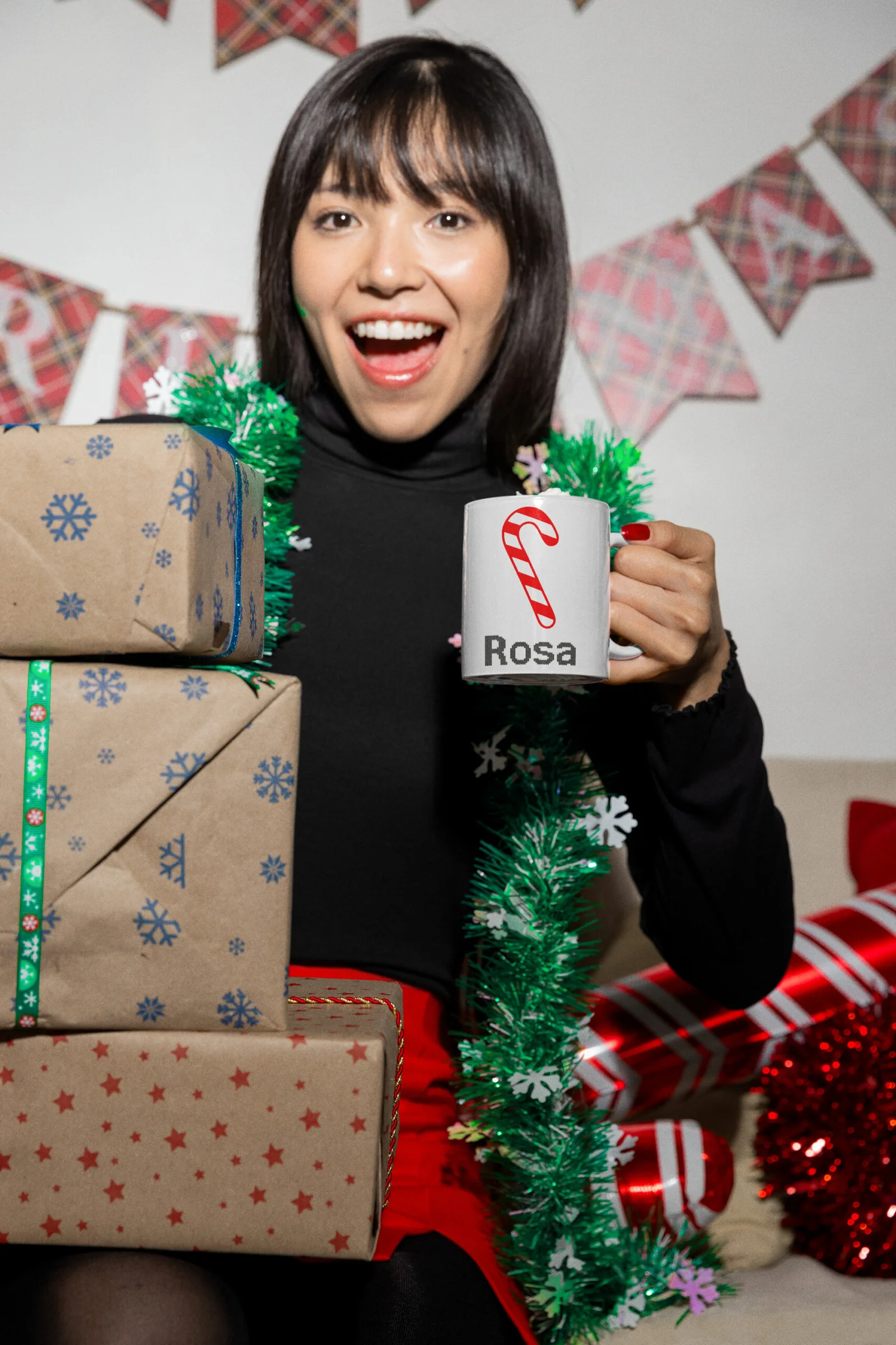 Coppia di tazze Natale Natalizia PERSONALIZZABILE con nome Bastoncino Zucchero Christmas Mug 11 Oz Idea Regalo - immagine 4