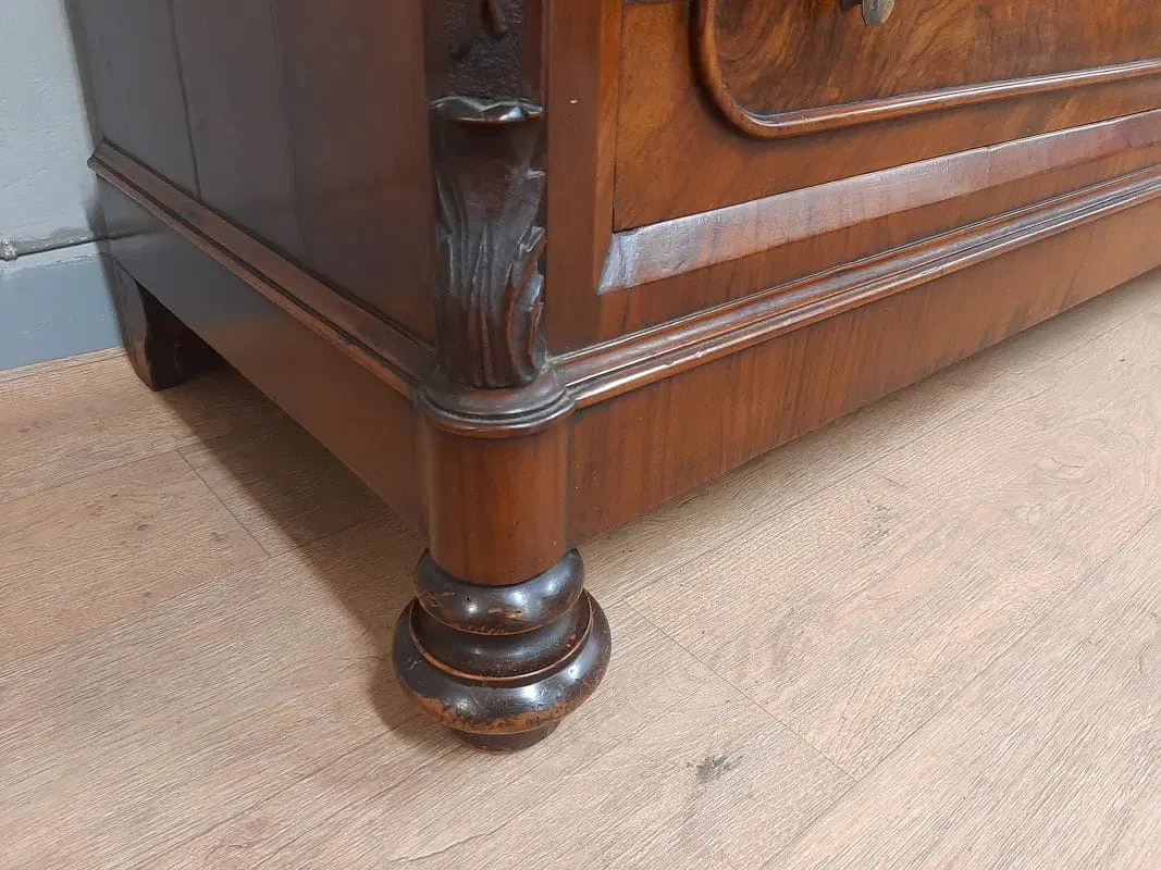 ANTICO COMO’ CASSETTONE IN NOCE E RADICA EPOCA LUIGI FILIPPO 1870 CIRCA - immagine 6