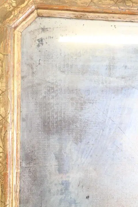 Antica specchiera a vassoio metà 800 foglia oro Lombarda.Specchio al mercurio - immagine 3