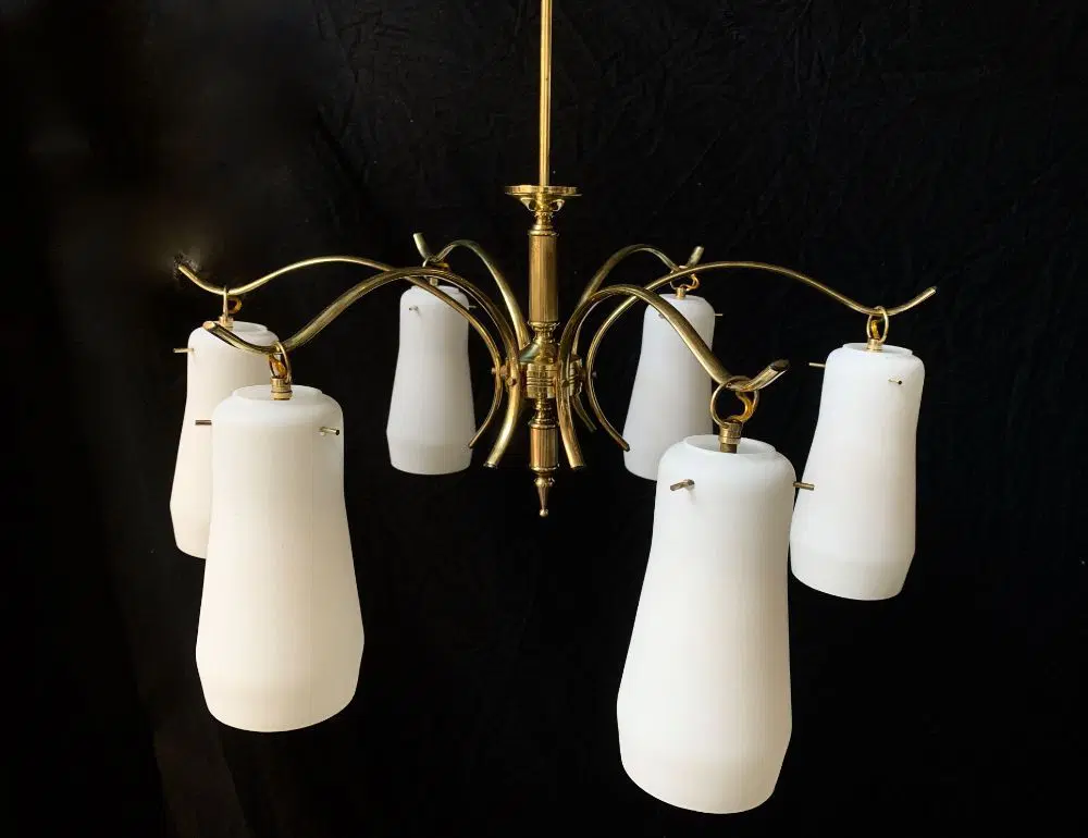 lampadario attribuito a stilnovo restaurato funzionante vintage