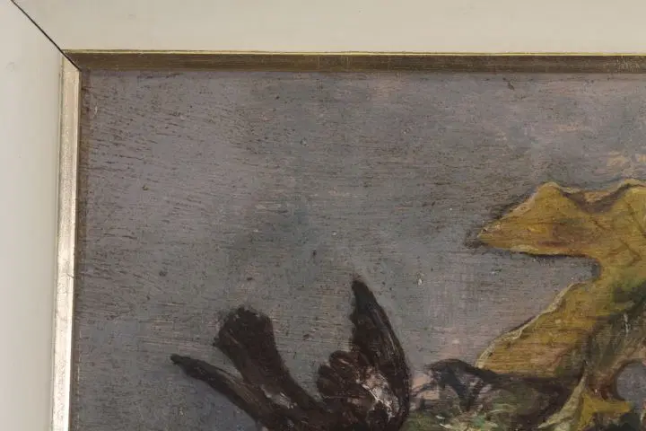 Dipinto olio su tavola raffigurante “Natura morta con frutta” – primi ‘900 – restaurato - immagine 8