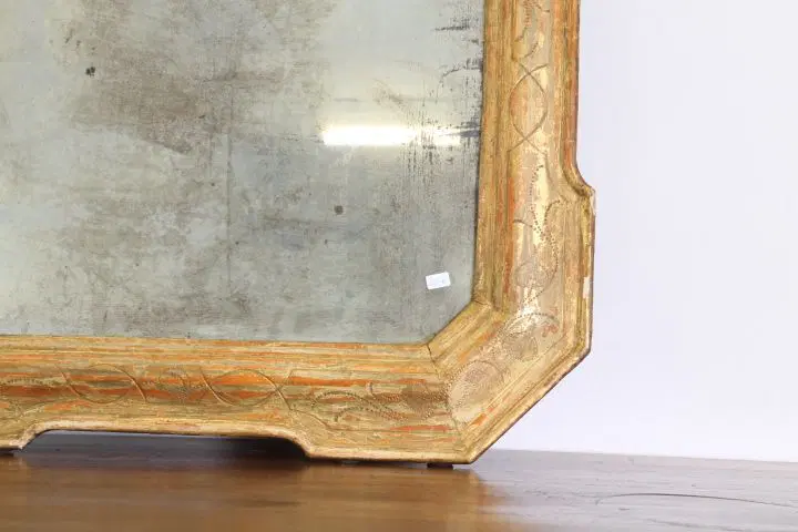 Antica specchiera a vassoio metà 800 foglia oro Lombarda.Specchio al mercurio - immagine 8