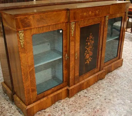 Servante inglese 3 porte del 1800 stile Luigi XVI in legno di noce - immagine 2