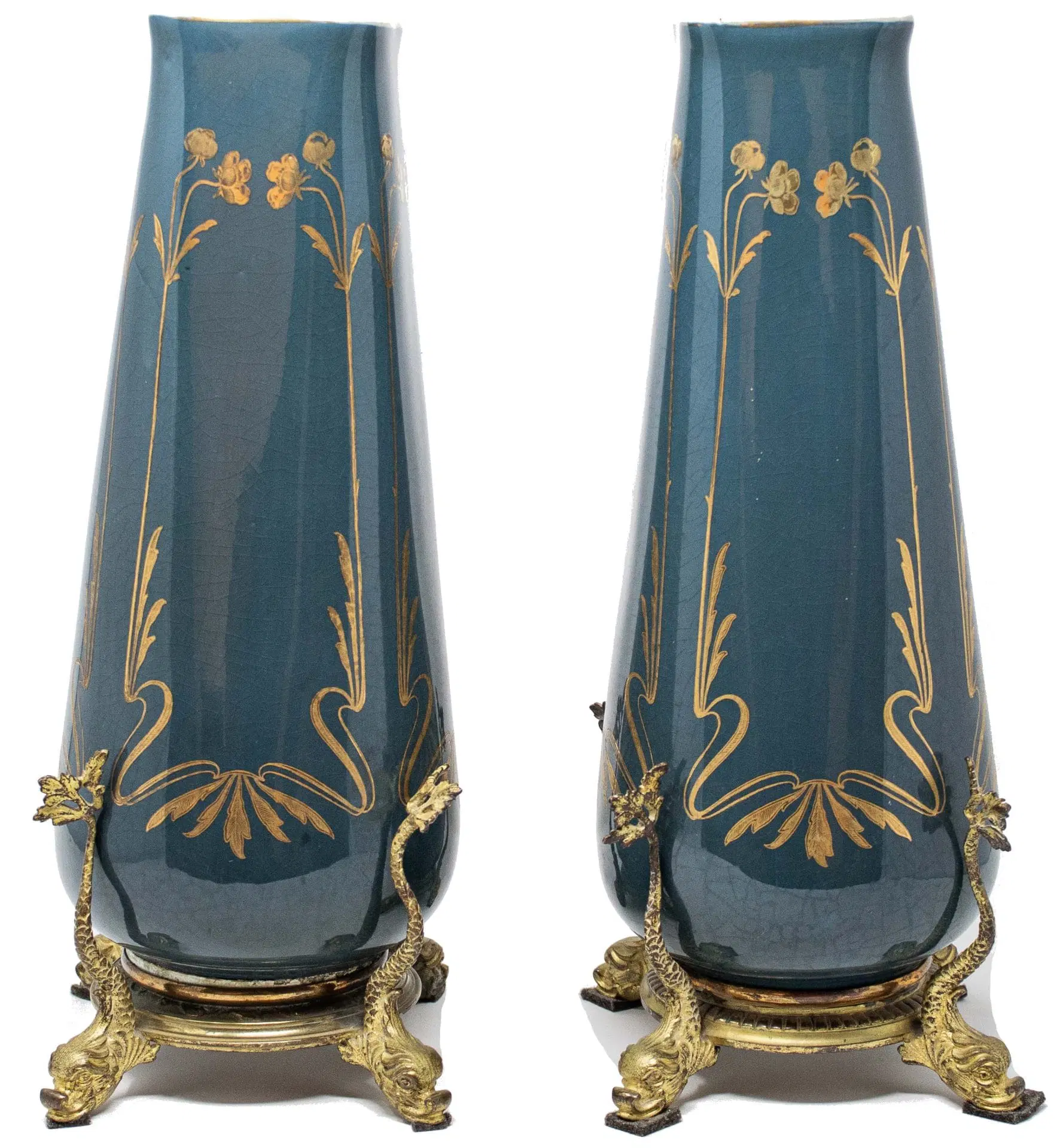 XIX secolo, Coppia di vasi Liberty in ceramica