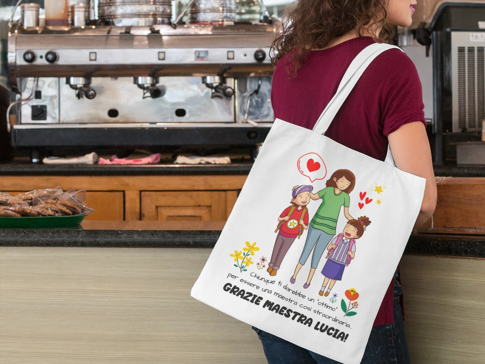 Shopping Bag Maestra Personalizzabile con Nome maestra, Nomi Alunni e Classe Grazie Maestra Regalo Maestra fine Anno - immagine 4