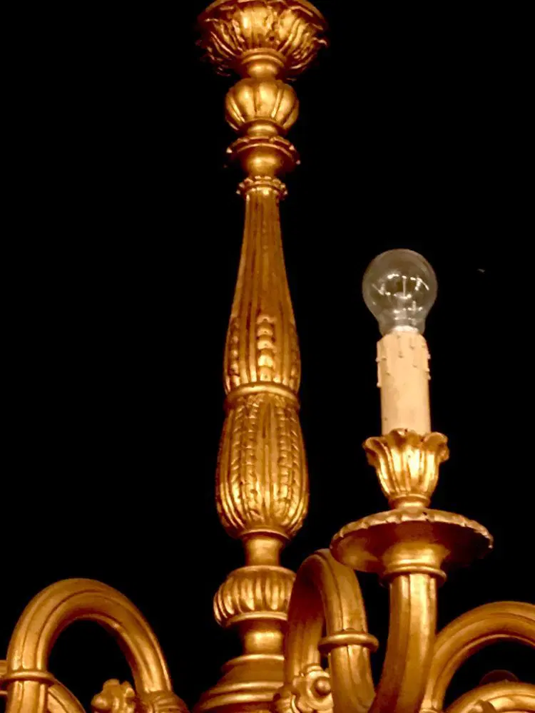 lampadario vintage in legno e oro anni 1930 - immagine 4