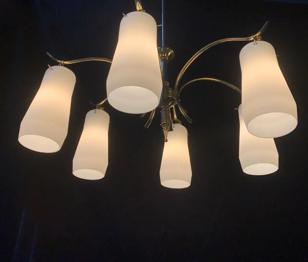 lampadario attribuito a stilnovo restaurato funzionante vintage - immagine 3