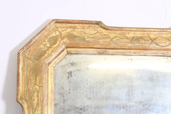 Antica specchiera a vassoio metà 800 foglia oro Lombarda.Specchio al mercurio - immagine 6