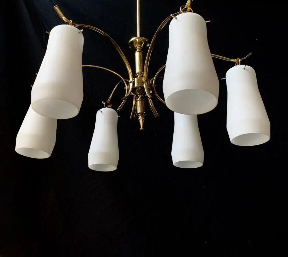 lampadario attribuito a stilnovo restaurato funzionante vintage - immagine 2