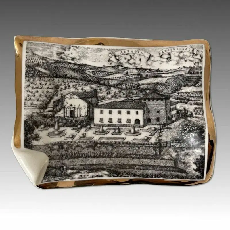 FORNASETTI, posacenere Abbazia Ardenghesca, ceramica decorata