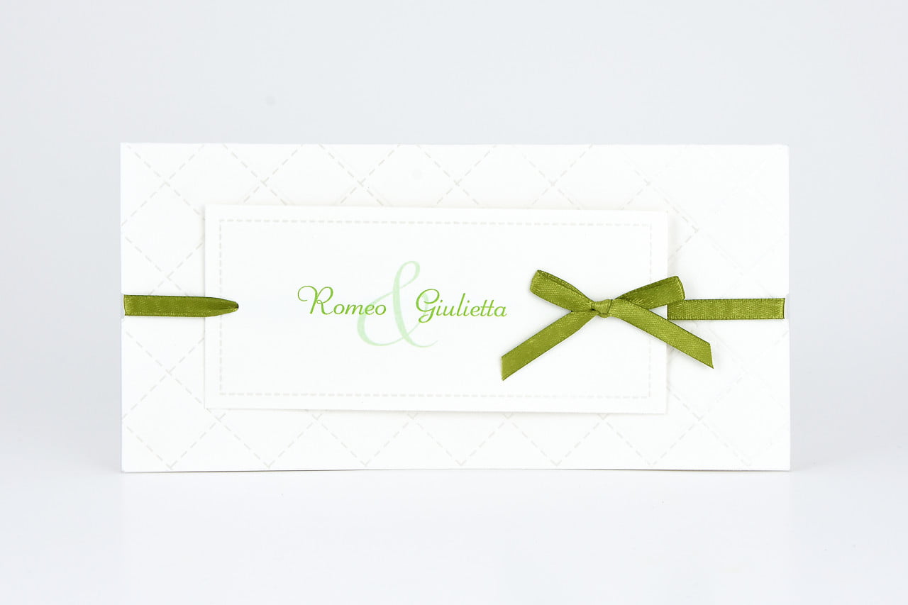 Partecipazione nozze classica nastro verde