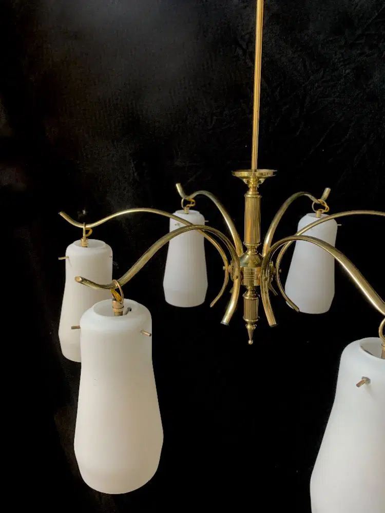 lampadario attribuito a stilnovo restaurato funzionante vintage - immagine 7