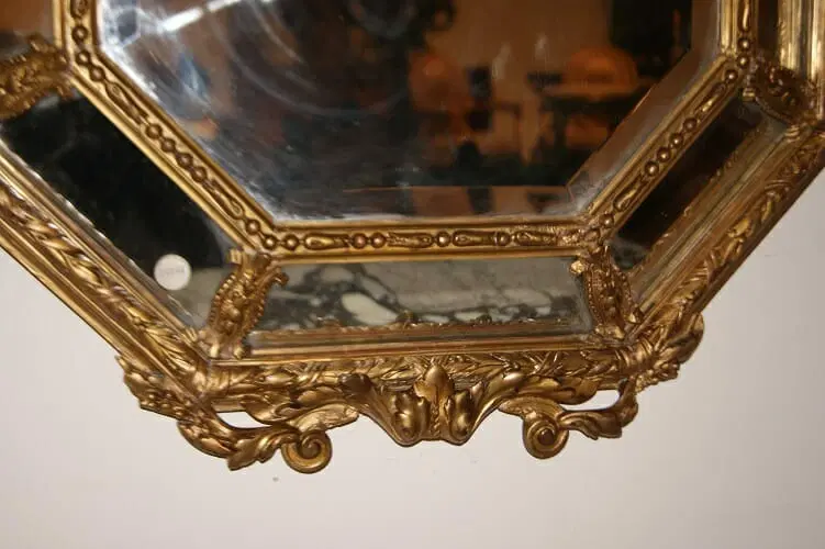 Stupenda Specchiera Ottagonale francese Luigi XV dorata foglia oro del 1800 - immagine 4