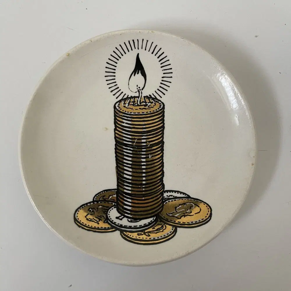 FORNASETTI PIERO, Otto sottobicchieri decoro “Monete” per Banca Unione Milano - immagine 8