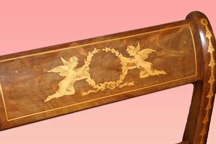 Gruppo di 4 sedie e 2 capotavola stile Regency Nord Europa del 1800 - immagine 6