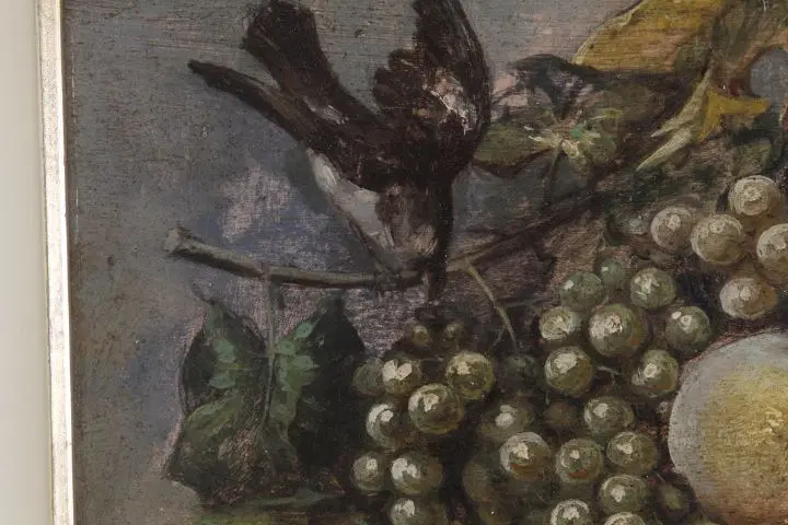 Dipinto olio su tavola raffigurante “Natura morta con frutta” – primi ‘900 – restaurato - immagine 7