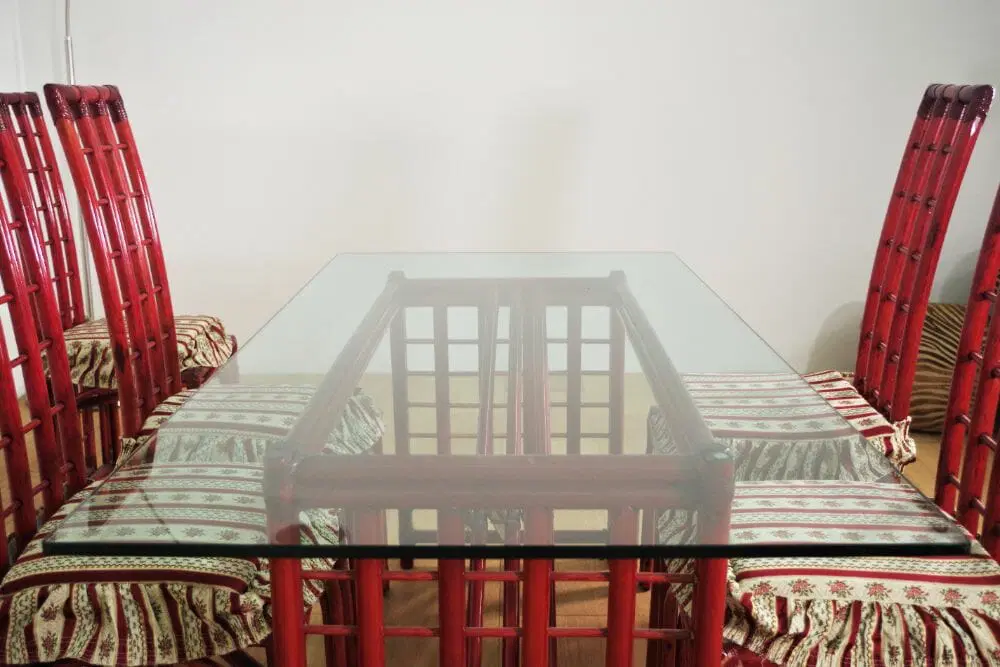 Red Bamboo Table & Chairs di Arturo Pozzoli, 1980s, Set di 7 - immagine 7