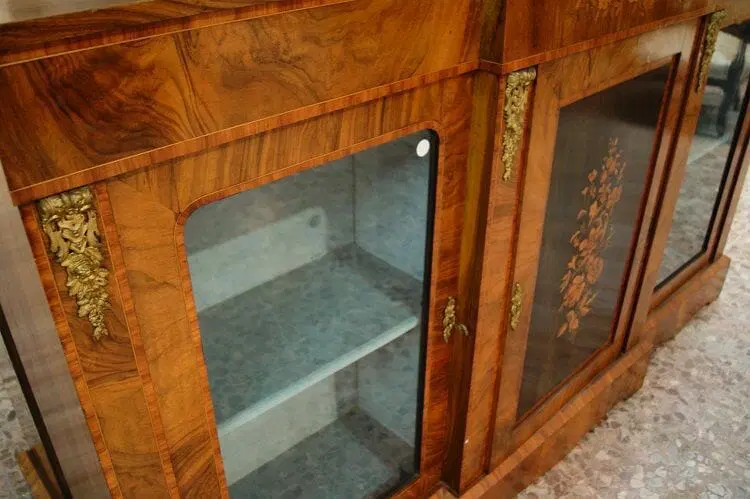 Servante inglese 3 porte del 1800 stile Luigi XVI in legno di noce - immagine 3