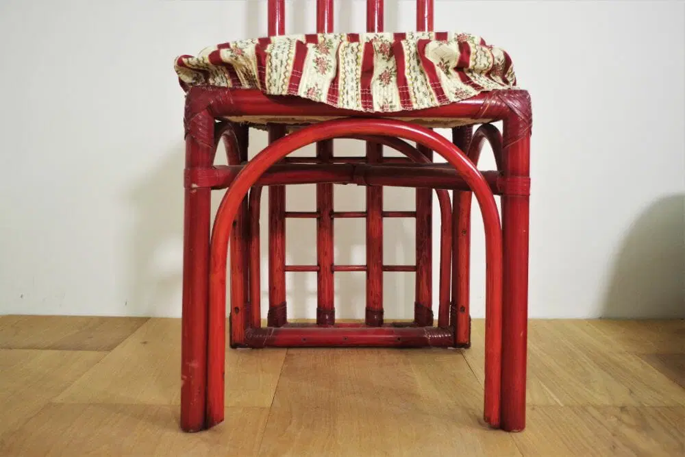 Red Bamboo Table & Chairs di Arturo Pozzoli, 1980s, Set di 7 - immagine 6