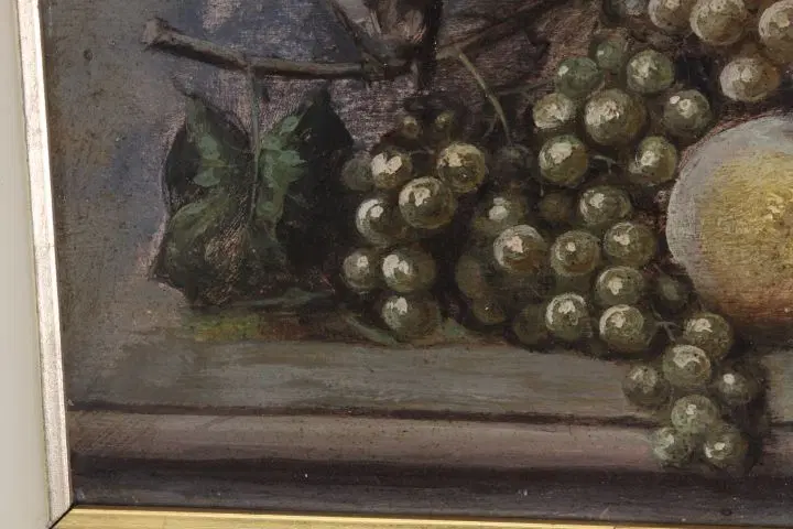Dipinto olio su tavola raffigurante “Natura morta con frutta” – primi ‘900 – restaurato - immagine 3